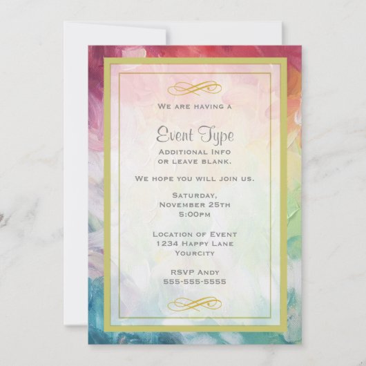 カラフルで厚い抽象的な絵のジェネリックパーティー 招待状 (正面)