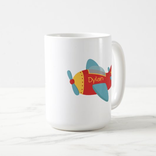 カラフルで及び愛らしい漫画の飛行機 コーヒーマグカップ (正面右)