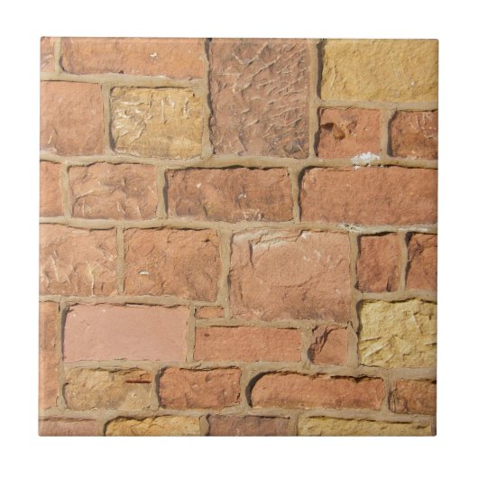 カラフルで古いレンガ壁のデザイン タイル (正面)