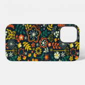 カラフルで可愛いレトロな花柄 iPhoneケース (裏面横)