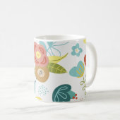 カラフルで可愛い花柄の薄い背景 コーヒーマグカップ (正面右)