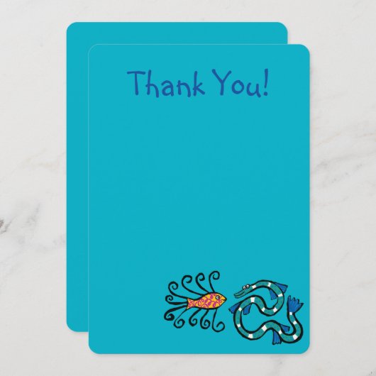 カラフルで図解入りの、写真付きのな魚の友人 サンキューカード (正面/裏面)