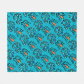 カラフルで図解入りの、写真付きのな魚の友人 フリースブランケット (正面(横))