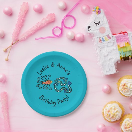 カラフルで図解入りの、写真付きのな魚の友人 ペーパープレート (パーティー)