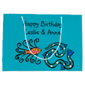 カラフルで図解入りの、写真付きのな魚の友人 ラージペーパーバッグ (裏面)