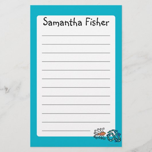 カラフルで図解入りの、写真付きのな魚の友人 便箋 (正面)