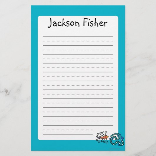 カラフルで図解入りの、写真付きのな魚の友人 便箋 (正面)