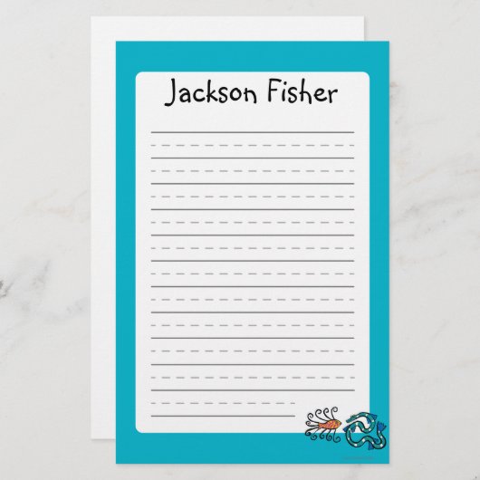 カラフルで図解入りの、写真付きのな魚の友人 便箋 (正面/裏面)