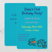 カラフルで図解入りの、写真付きのな魚の友人 招待状 (正面/裏面)