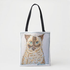 カラフルで変わった猫の肖像画 トートバッグ