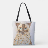 カラフルで変わった猫の肖像画 トートバッグ (裏面)