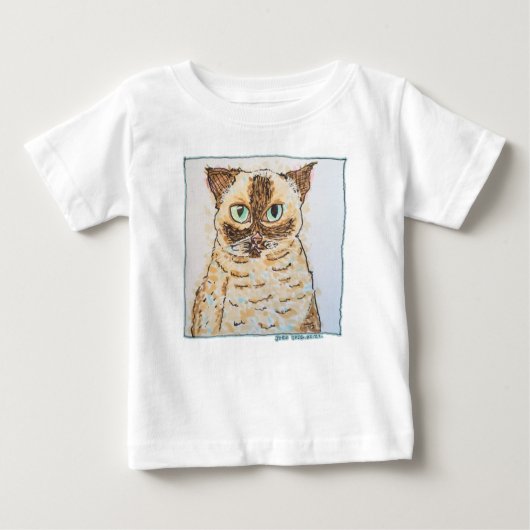 カラフルで変わった猫の肖像画 ベビーTシャツ (正面)