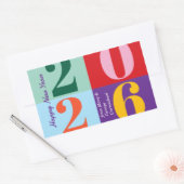 カラフルで大胆な年のはじまり ブロックパーティー新年会 長方形シール (封筒)