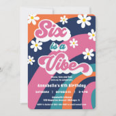 カラフルで大胆な6歳の誕生日　６歳はビバ！なグ루ーヴィー 招待状 (正面)