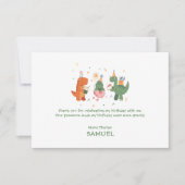 カラフルで子供っぽい恐竜のキッズ誕生日 サンキューカード (正面)