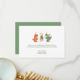 カラフルで子供っぽい恐竜のキッズ誕生日 サンキューカード