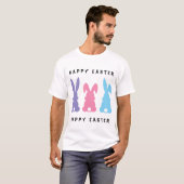 カラフルで幸せなイースターバニー Tシャツ (正面フル)