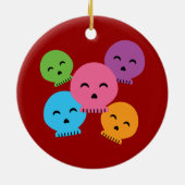 カラフルで幸せなスカル セラミックオーナメント (裏面)