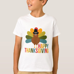 カラフルで幸せな感謝祭トルコ Tシャツ