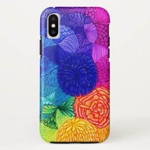 カラフルで幸せな花の虹パターン iPhone X ケース