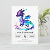 カラフルで幻想的なドラゴンの男の子の誕生日 招待状 (スタンド正面)