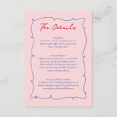 カラフルで幻想的なボーダーとスクリプトの結婚式の詳細 エンクロージャーカード (正面)