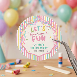 カラフルで幻想的な女の子の誕生日 ラウンドシール