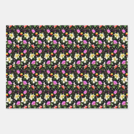 カラフルで幻想的な花々 ラッピングペーパーシート