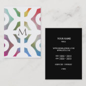 カラフルで幾何学的なパターンおよびモノグラム 名刺 (正面/裏面)