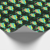 カラフルで幾何学的な80年代80sの誕生会 ラッピングペーパー (角)