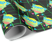 カラフルで幾何学的な80年代80sの誕生会 ラッピングペーパー (ロールコーナー)