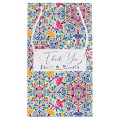 カラフルで情熱的なメキシカンフィエスタスタイルの虹色ウェディング スモールペーパーバッグ (裏面)