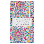 カラフルで情熱的なメキシカンフィエスタスタイルの虹色ウェディング スモールペーパーバッグ (正面)