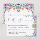 カラフルで情熱的なメキシカンフィエスタスタイルの虹色ウェディング 出欠カード (正面/裏面)