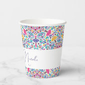 カラフルで情熱的なメキシカンフィエスタスタイルの虹色ウェディング 紙コップ (裏面)