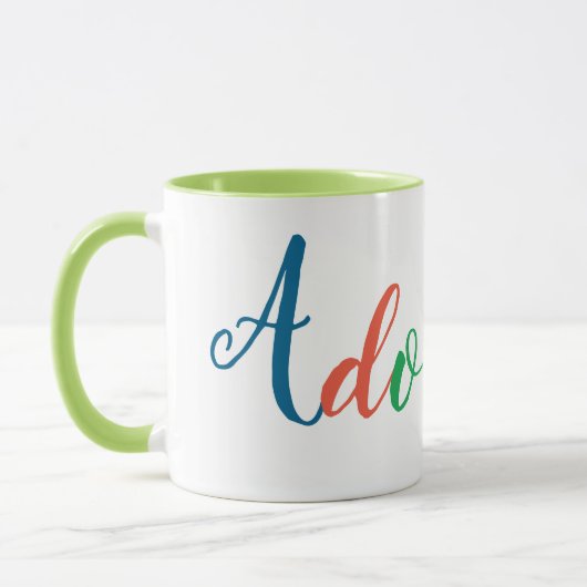 カラフルで愛らしい単語のプリントのかわいいハートのおもしろいのコーヒー マグカップ (左)