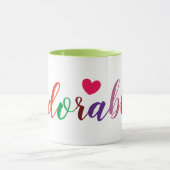 カラフルで愛らしい単語のプリントのかわいいハートのおもしろいのコーヒー マグカップ (中央)