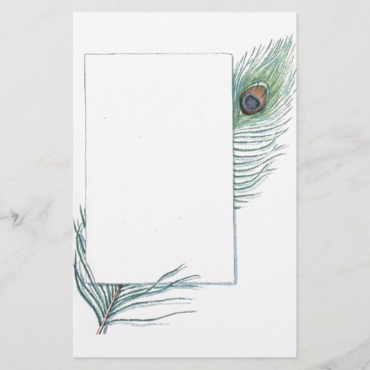 カラフルで感動的なヴィンテージの孔雀の羽 便箋 (正面)