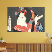 カラフルで日本のな女性のヴィンテージの絵を描くこと キャンバスプリント (インサイチュ (リビング))