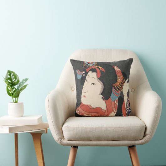 カラフルで日本のな女性のヴィンテージの絵を描くこと クッション (椅子)