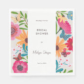 カラフルで明るいワイルドフラワーのブライダルシャワー スタンダードランチョンナプキン (正面)