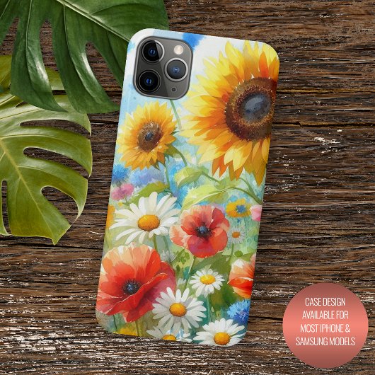 カラフルで明るい野の花のフラワーウォーターカラーアート Case-Mate iPhoneケース
