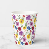 カラフルで明るく大胆な水彩花模様 紙コップ (裏面)