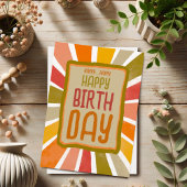 カラフルで楽しいお誕生日プレゼント シンプルな黄色 サンキューカード