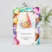 カラフルで楽しいアイスクリームの誕生日 サンキューカード (スタンド正面)