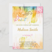 カラフルで楽しいアートパーティーのお誘いキッズのための特別なイベント 招待状 (正面)