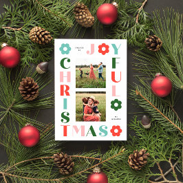 カラフルで楽しいクリスマスのレトロなダイシーのホリデーカード シーズンカード