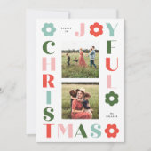 カラフルで楽しいクリスマスのレトロなダリアのホリデーカード シーズンカード (正面)