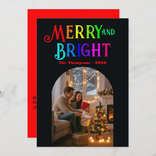 カラフルで楽しいクリスマスの写真 シーズンカード (正面/裏面)