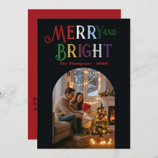 カラフルで楽しいクリスマスの写真 シーズンカード (正面/裏面)